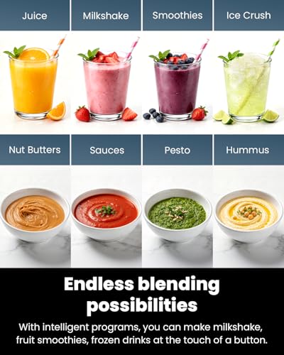 GDOR Professional Blender with 6 Preset Programs, 1300W Smoothie Blender for Ice Crushing & Frozen Fruit, 67 Oz Glass Pitcher & 22 Oz To-Go Cup Combo, Smart Smoothie Maker, Self-Cleaning