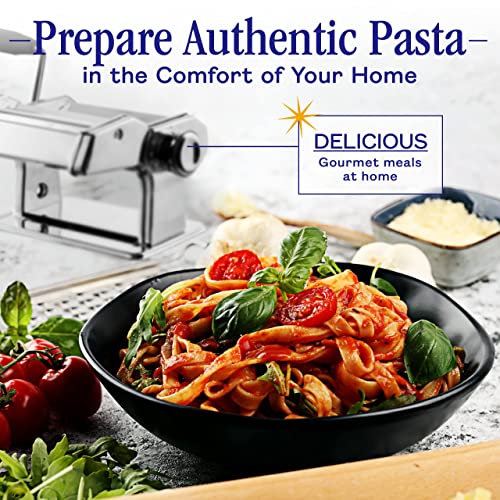 Nuvantee Pasta Maker with Adjustable Thickness Settings - 3 in 1 Noodle Maker with Rollers & 2 Width Cutters for Fresh Spaghetti, Fettuccini, Lasagna, Dumplings & More