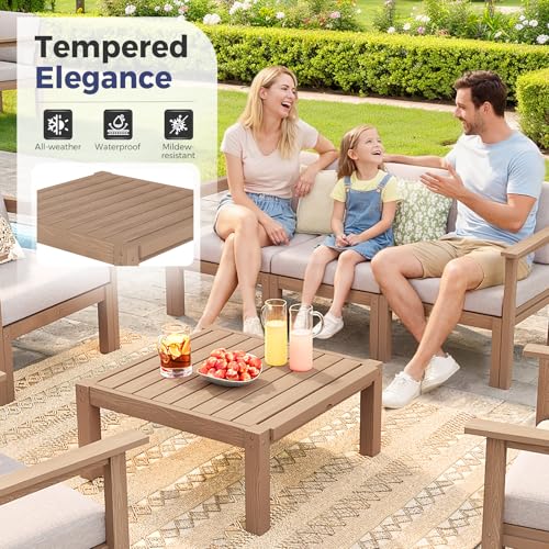 Modular Outdoor Patio Conversation Set, 11-Piece U-Shaped Sectional Sofa Set with Coffee Tables & Thick Cushions, Easy Side Interlock, HIPS All-Weather Patio Furniture Set for Backyard, Deck, Poolside