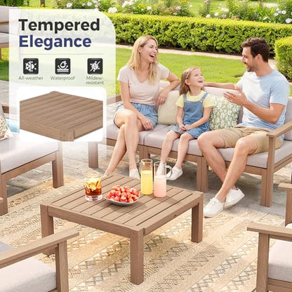 Modular Outdoor Patio Conversation Set, 11-Piece U-Shaped Sectional Sofa Set with Coffee Tables & Thick Cushions, Easy Side Interlock, HIPS All-Weather Patio Furniture Set for Backyard, Deck, Poolside