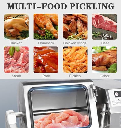 PtaTritious Vacuum Tumbler Marinator 18L/36LB Meat Tumbler Marinating Machine with Bidirectional Rotation & 3-Speed Control, 1-99Mins Timing, for Chicken Steak Burger Shop