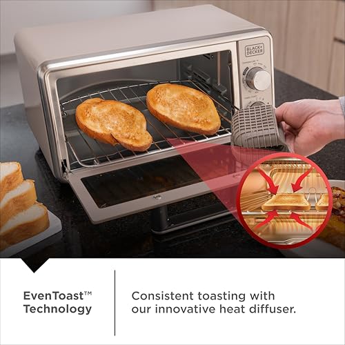 BLACK+DECKER Crisp N Bake™ PRO 4-Slice Digital Air Fry Toaster Oven, 5 Cooking Functions, Convection Countertop Oven, Fits 10” Pizza or 9” Cake Pan, 30-Minute Timer + Stay On, Stainless Steel Accents