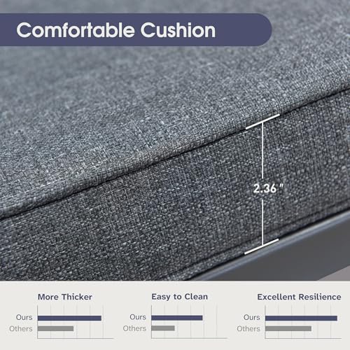 PURPLE LEAF 7 Pieces Patio Dining Set Wicker Outdoor Furniture Rectangular Table and Chairs Set for Garden Deck Aluminum Frame Backyard Kitchen Set, Cushions and Pillows Included Grey