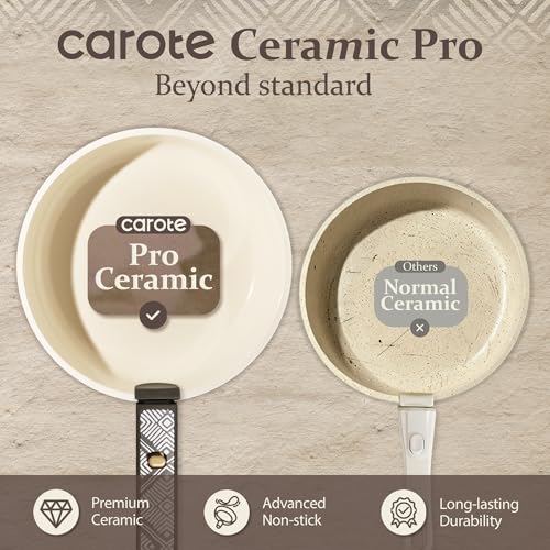 CAROTE 21-Piece Ceramic Cookware Set, Nonstick Pots and Pans Set with Detachable Handle, Non-Toxic Kitchen Cooking Set, Induction Compatible, Dishwasher & Oven Safe, Charcoal