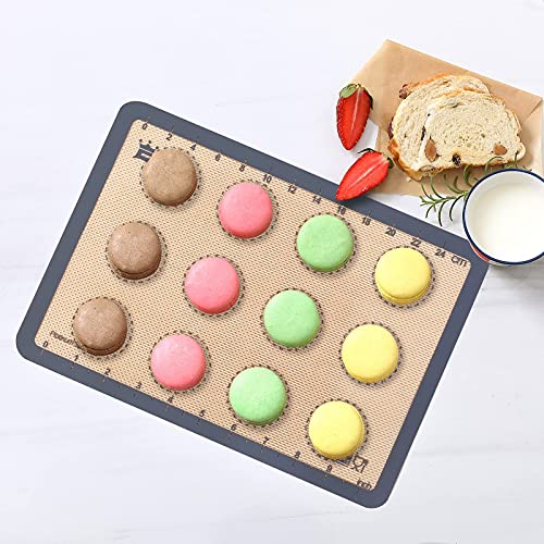 GUANCI Silicone Baking Mat Set of 4, 2 Medium 16.5"x11.6", 1 Small 11.8"x8.4", 1 Piece 9" Round, All Mats 0.7mm Thick, Food Grade Non-Stick Reusable Baking Mats for Pizza, Bread, Pastry, Macarons