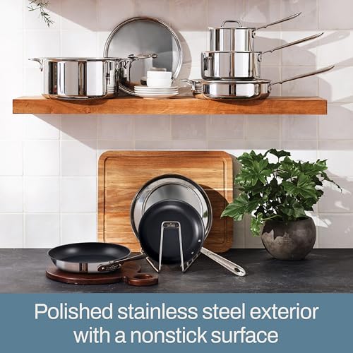 All-Clad D3 9 Inch Stainless Steel Pro Non Stick Frying pan, 3-Ply Stainless Steel Pan, Induction, Oven Broiler Safe 500F, Pancake Egg Pan, Skillet, Professional Cookware, Silver