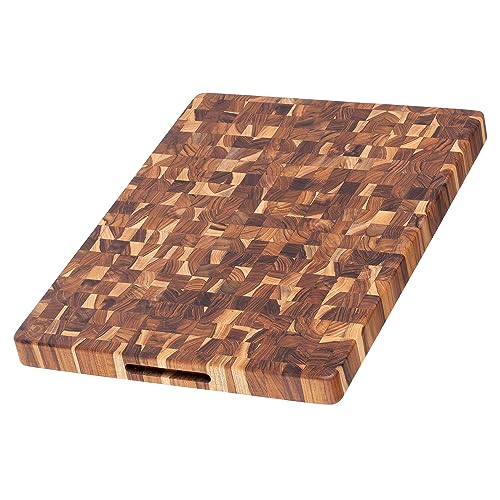 Teakhaus Butcher Block Cutting Board - Large Wooden Cutting Board - Holiday Gift Ideas for Men and Women - Gift-Ready End Grain Wood, Knife Friendly - FSC Certified