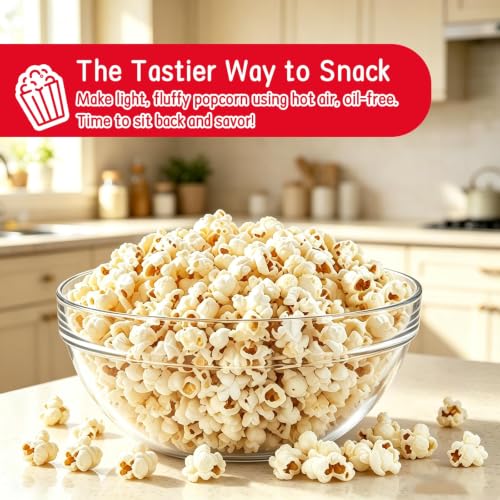 Hot-Air Popcorn Maker, 18-Cup Capacity for Oil-Free Fresh Popcorn Popper