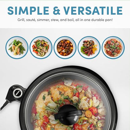 Aroma Housewares ASP-137B 3-Quart/10-inch 3-in-1 Super Pot with Grill Plate, Black