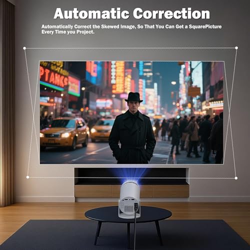 WellSonic Mini Projector Support 1080P, 200 Ansi Outdoor & Home Movie Portable Projector with Wifi6 and 5.0 Bluetooth, Automatic Keystone Correction, 180°Rotatable, Compatible with HDMI USB PC Laptop