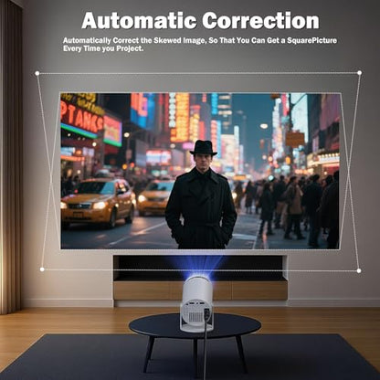 WellSonic Mini Projector Support 1080P, 200 Ansi Outdoor & Home Movie Portable Projector with Wifi6 and 5.0 Bluetooth, Automatic Keystone Correction, 180°Rotatable, Compatible with HDMI USB PC Laptop