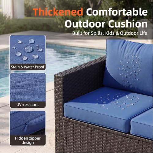 LazySunsets 10-Piece Outdoor Patio Furniture Set, Navy Blue