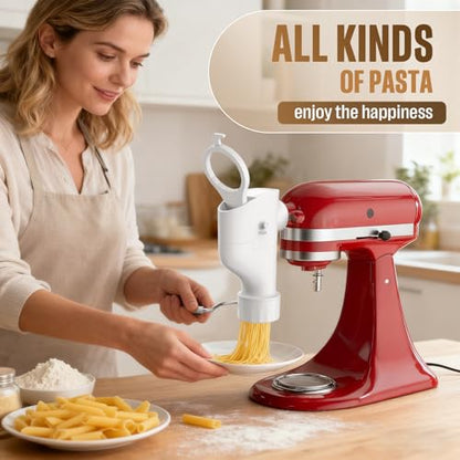 Pasta Maker Attachment for KitchenAid Stand Mixer, 7 Interchangeable Pasta Plates, Makes Spaghetti, Fusilli, Macaroni, Bucatini & Rigatoni, New Buckle Design Pasta Press with Storage Case by Fedowal