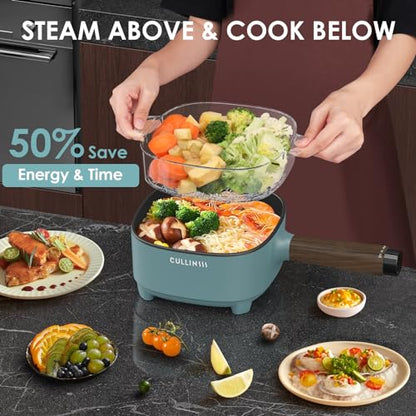 CULLINSSS 2L Hot Pot Electric Small Electric Skillet with Nonstick Coating