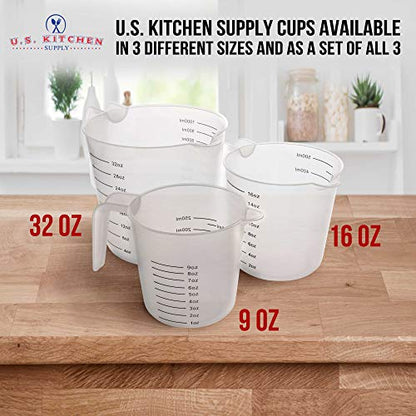 U.S. Kitchen Supply Plastic Measuring Cups with Handles - 16 oz (500 ml) Liquid Measuring Cup Set of 6 - Clear Microwave Safe Kitchen Cups - Measure in mL or Ounces, Measurement Cup for Cooking