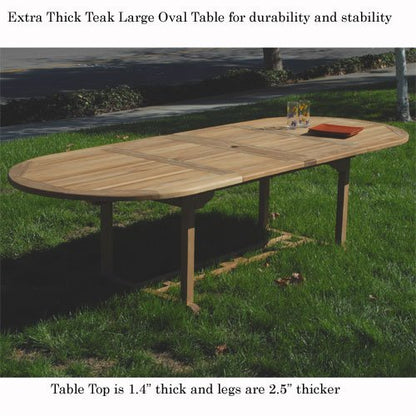 Bayview Patio: Indonesian Grade A Teak Outdoor Patio Dining Set with Table and Chairs (Hawken Oval Table - 118", 11-Piece)