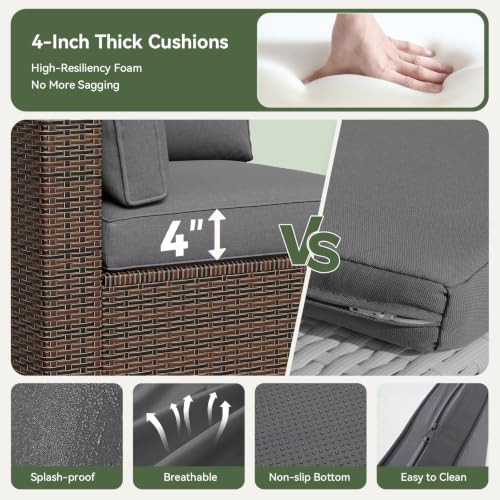 Aoxun Patio Furniture Sets, 7-Piece Outdoor Patio Furniture with Thick Cushions, Wicker Outdoor Conversation Set Sectional Sofa for Backyard, Poolside, Garden