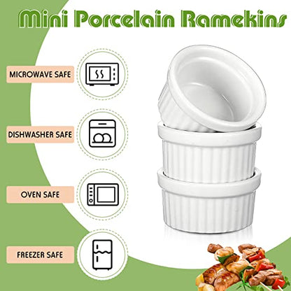 Amyhill 24 Pcs 1 oz Mini Ramekins Small Porcelain Tiny Dipping Sauce Cups Dessert Cups Exactly Designed for Souffle Dish Salsa and Jams