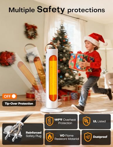 HETRAROOT Outdoor Heaters for Patio w/4 Modes, 350Sq.ft 1S Heating, 1500W PTC Ceramic Electric Patio Heater for Outdoor Use, Overheating & Tip-Over Protection, Space Heaters for Indoor Use Large Room