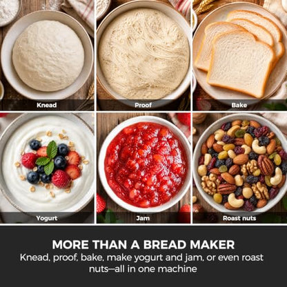 Davivy 3 LB Bread Maker | 20-in-1 Automatic Bread Machine, Ceramic Nonstick Pan & Auto Fruit Nut Dispenser, 750W Dual Heaters, Quiet Motor, 15H Delay Timer, Sourdough, Gluten free