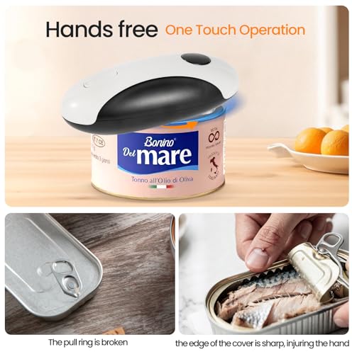 Rechargeable Electric Can Opener, Hands Free for seniors，Food Safe Automatic Can Opener with Smooth Edge,Easy to Use,Works with All Standard Cans (Black)