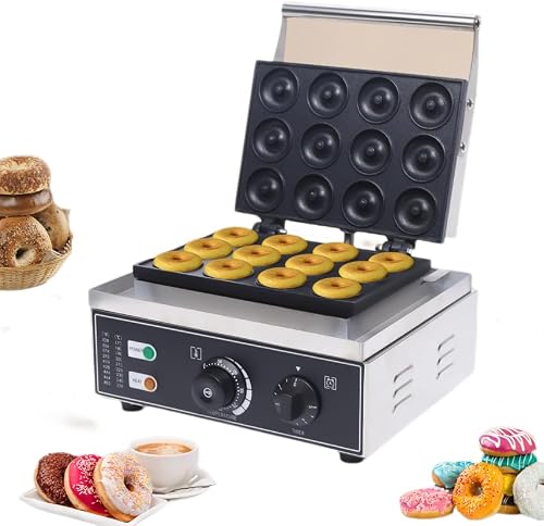 Commercial Donut Machine,Nonstick Stainless Steel Electric Mini Doughnut Donut Machine, Doughnut Maker for Commercial Home Use,110V Silver (13inch)