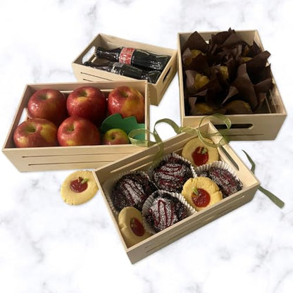 Wooden Tray with Handles - Set of 4 Small Wood Crates for Crafts Small Wooden Pallets for Display Apple Crates Unfinished Wood Trays for Crafts Nesting