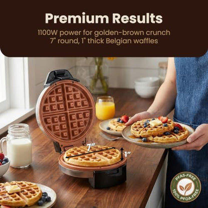 Elite Gourmet Belgian Waffle Maker, Ceramic Nonstick, 1100W Stainless Steel