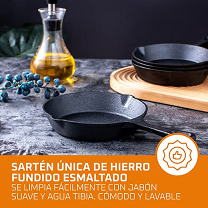 Bruntmor Cast Iron Frying Pan Set of 4-6x4 Inch Black Pre-Seasoned Skillets with Heat-Resistant Silicone - Mini Cast Iron Skillet Set for Stovetop, Oven, and Grill