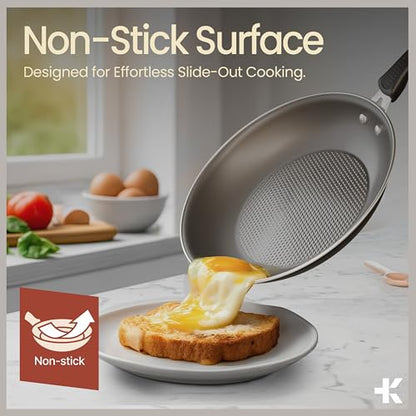 Pots and Pans Set, 22-Piece Non Stick Cookware & Bakeware Sets with Plaid Pattern, Stackable Design, Dishwasher Safe, Stain-resistant, Oven & All-Stove Safe, Tempered Glass Lid, Black