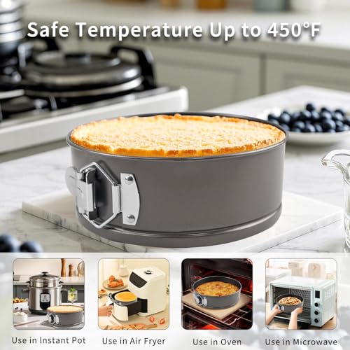 Yumatouch 122PCs Cake Pan Sets for Baking, 7/8/9 Inch Round Cake Pans, Nonstick Springform Cake Pans, Cheesecake Baking Pans with 100 Pcs Piping Bags, 16 Pcs Nozzles, 3 Pcs Scrappers