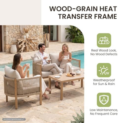 DAYAOUTDOOR Outdoor Patio Loveseat for 2, Modern Sofa, Apricot Beige