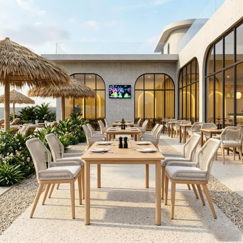 PURPLE LEAF Patio Dining Chairs Set 4 Pieces, Removable Cushion, Teak
