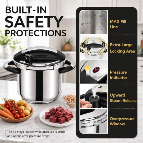 MICHELANGELO 6.3QT/6L Stainless Steel Stovetop Pressure Cooker Set