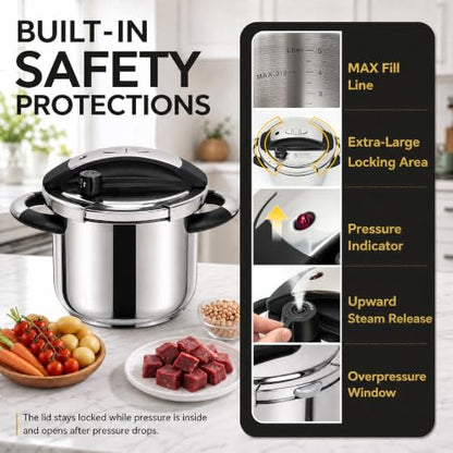 MICHELANGELO 6.3QT/6L Stainless Steel Stovetop Pressure Cooker Set