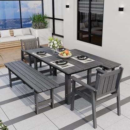 Pamapic Patio Dining Table Set, 5-Piece Outdoor Dining Set for 6, Grey