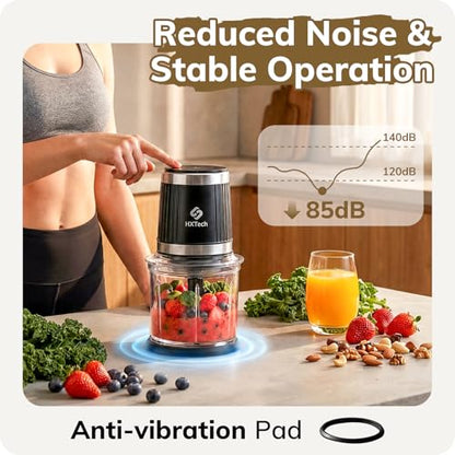 HXTech Food Processor Set: 2-Speed Food Chopper with Two 4 Cup Bowls