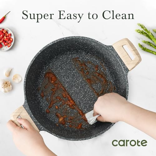 CAROTE Nonstick Stock Pot with Lid Soup Pot, 6 Quart Casserole with Lid, Easy to Clean Non Stick Cooking Pot,Pasta Pot