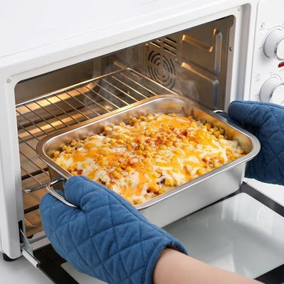4 Inch Extra Deep Lasagna Pan with Lid and Handles, 14x10.6 Inch Stainless Steel Large Baking Dish Tray, Nonstick Lasagna Baking Thick Metal Roasting Pan for Casserole Brownie Turkey, Silver