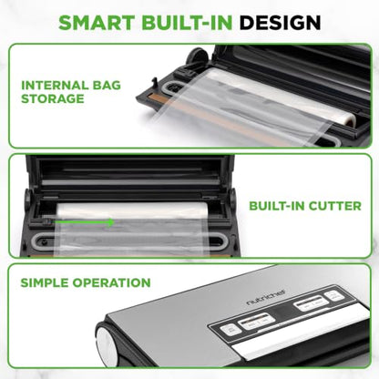 NutriChef Vacuum Sealer Machine with Removable Liquid Tray
