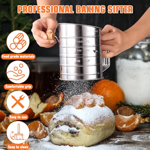 Biscuit Cutter Set,10PCS Stainless Steel Pastry Blender Set with Pastry Cutter,5PCS Biscuit Cutter,Dough Cutter,3 Cup Flour Sifter,Baking Mat and Fine Mesh Strainer for Cooking Cookies and Donuts