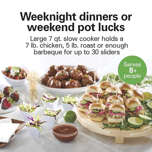 Hamilton Beach Programmable Stay or Go® Slow Cooker, 7 Quart Capacity, Includes 20 oz. Party Dipper Food Warmer, Silver, R33477 (Renewed)