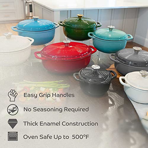 Segretto Cookware Enameled Cast Iron Dutch Oven, 6 Quarts, Light Green
