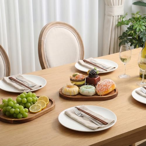 IANFAN 6 Pcs Wood Serving Board Bulk, 10 Inch Long Wooden Charcuterie Boards Oval Acacia Wood Serving Platters and Trays Small Cheese Board for Kitchen Food Bread Dessert Appetizer