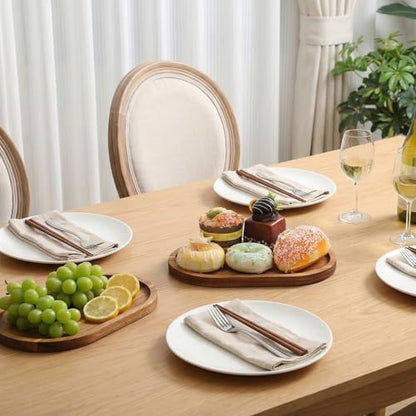IANFAN 6 Pcs Wood Serving Board Bulk, 10 Inch Long Wooden Charcuterie Boards Oval Acacia Wood Serving Platters and Trays Small Cheese Board for Kitchen Food Bread Dessert Appetizer