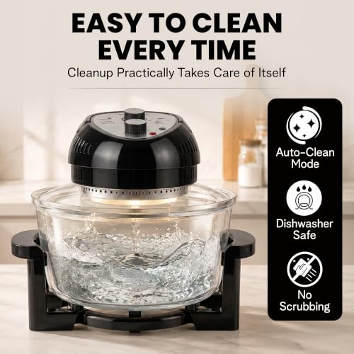 Granitestone 16 Qt Large Glass Air Fryer Non Toxic, Black