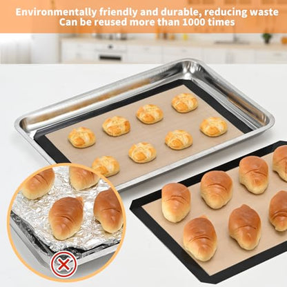 Luckyiren 2-Pack Silicone Baking Mats – Non-Stick Reusable BPA-Free Oven Liners, 100% Food-Grade Silicone, Fit Half Sheet Pans (16.54" x 11.62") for Cookies, Pastry & More