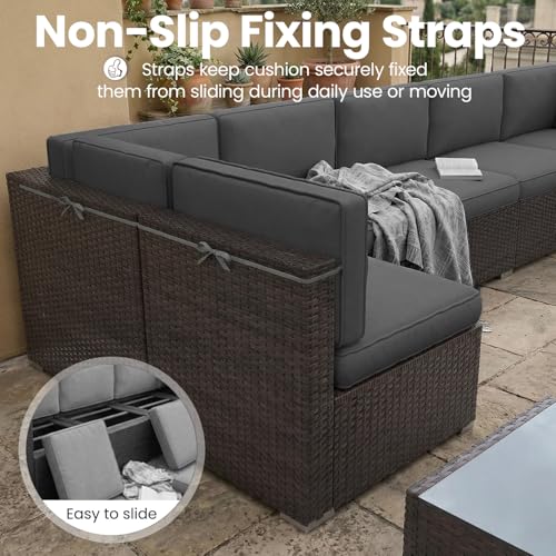 Vakollia 10 Pieces Patio Furniture Set with 44" Propane Gas Fire Pit Table