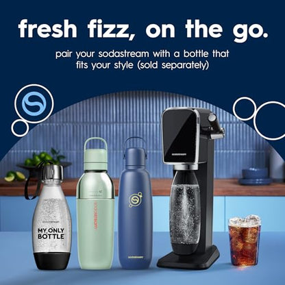 SodaStream TERRA Sparkling Water Maker, Value Bundle, CQC CO2 System, Includes 2 Quick Connect 60L CO2 Cylinders, 3 Dishwasher Safe BPA Free Bottles, 2 bubly Flavor Drops, Make your own Pepsi, Black