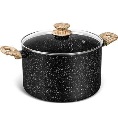 MICHELANGELO 8 Quart Stock Pot with Lid, Nonstick Cooking Pots, 8 Qt Soup Pot with Lid, Large Induction Pots for Cooking, Stockpot with Healthy Coating
